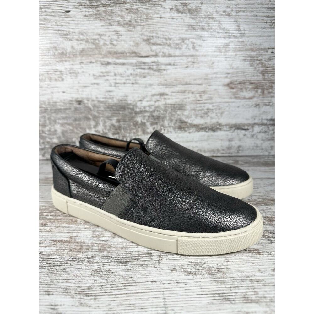 Women's Frye Ivy Pewter Metallic Leather Slip On Flats Sz 8.5M